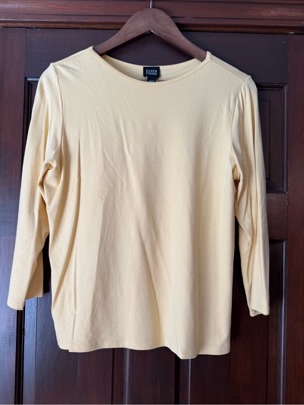 Eileen Fisher Pale Yellow Long-Sleeve Crewneck Top